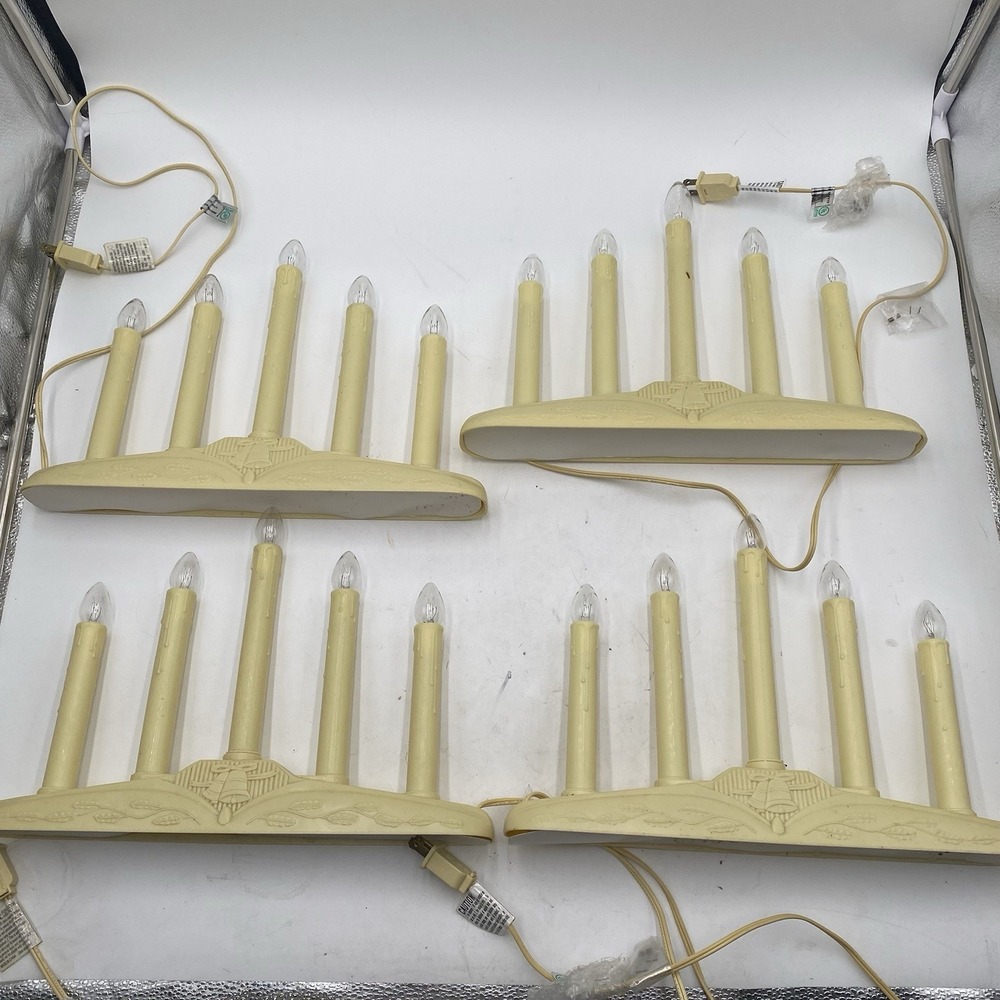 Lot Of 4 Vintage 5‎ Candle Light Plastic Candle Drip Christmas Window Candelabra